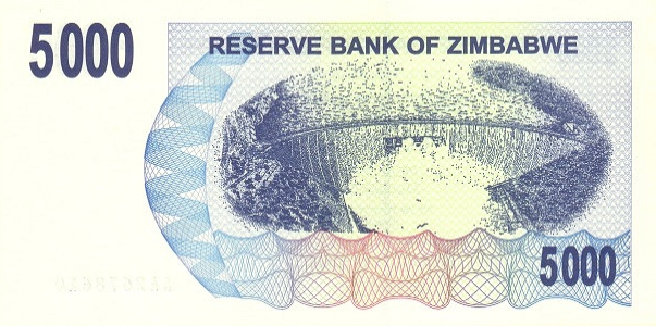 (009) Zimbabwe P45 - 5000 Dollars (2007)